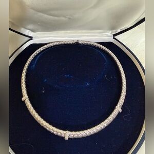 18k White Gold Woven Diamond and
Sapphire Braided Necklace 🤍🩶